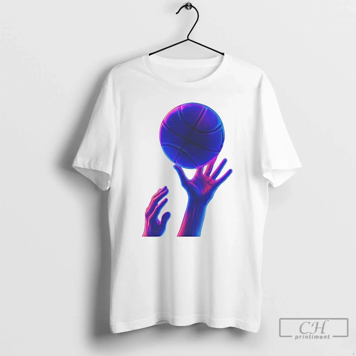 Classic Basketball Hands Neon Vaporwave Graphic - Adult & Kids T-Shirts, Sweatshirts & Hoodies apparel design preview 1