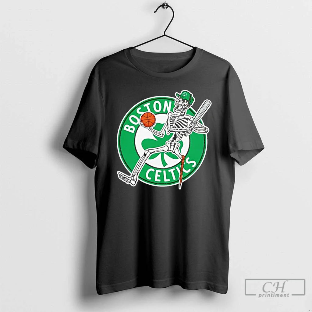 Classic Boston Celtics Skeleton Player - Adult & Kids T-Shirts, Sweatshirts & Hoodies apparel design preview 1