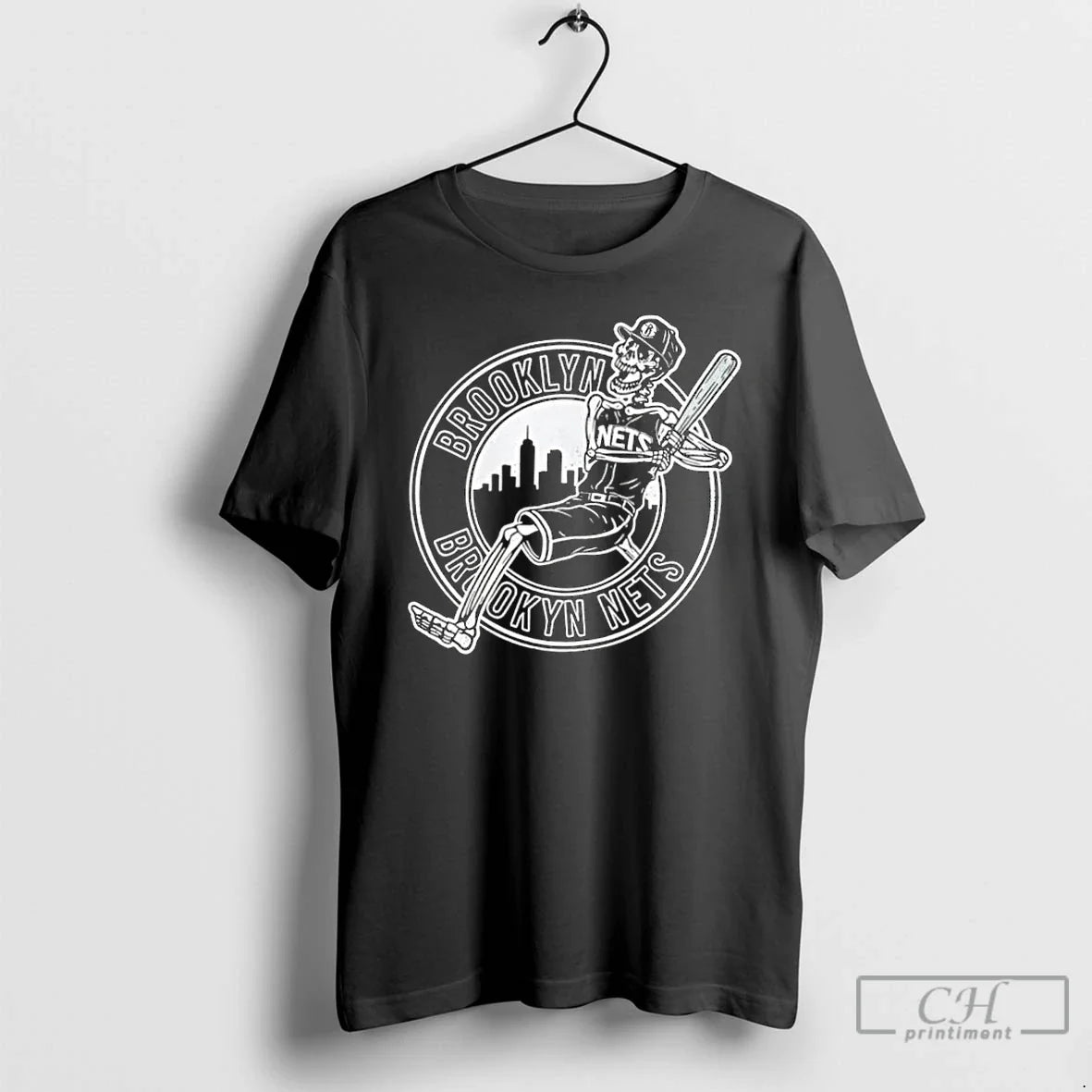 Classic Brooklyn Nets Skeleton Player - Adult & Kids T-Shirts, Sweatshirts & Hoodies apparel design preview 1