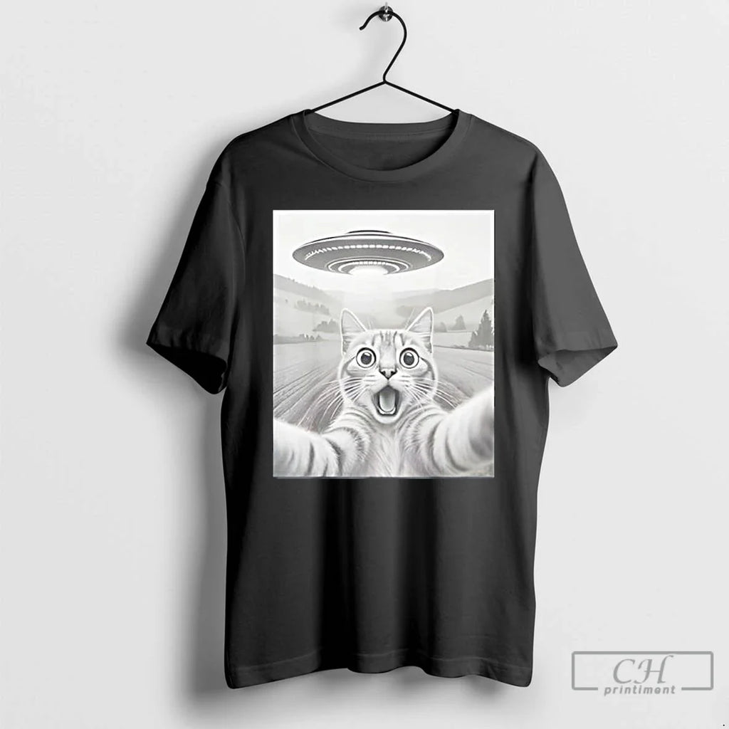 Classic Cat Selfie With Alien Ufo Funny Gifts - Adult & Kids T-Shirts, Sweatshirts & Hoodies apparel design preview 1