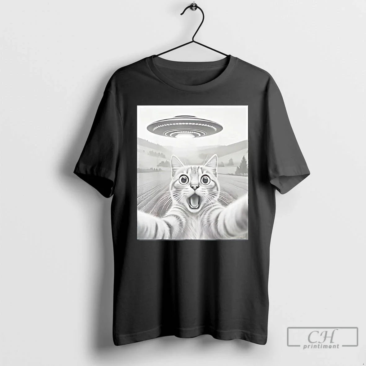 Classic Cat Selfie With Alien Ufo Funny Gifts - Adult & Kids T-Shirts, Sweatshirts & Hoodies apparel design preview 1