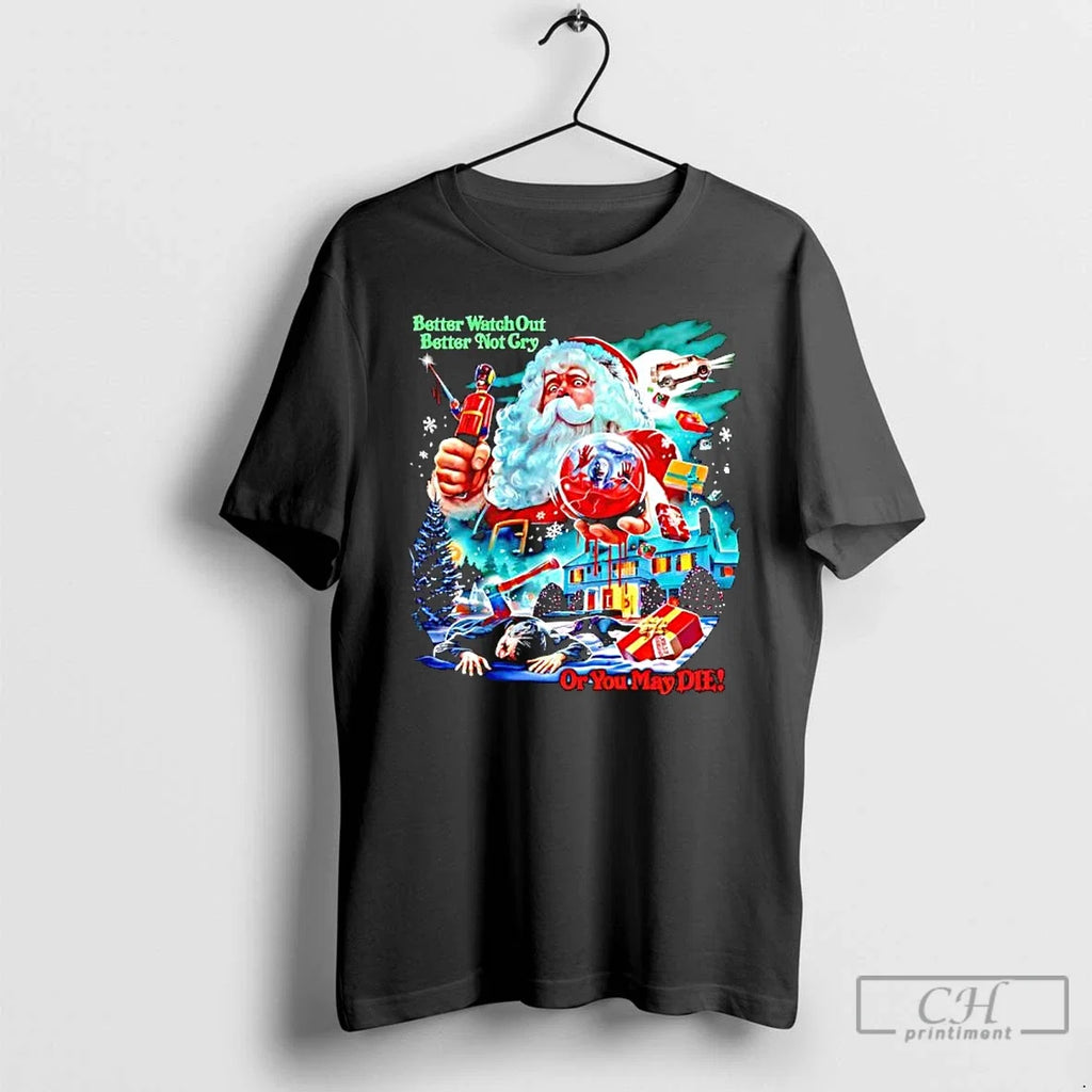 Classic Christmas Evil Santa Better Watch Out Not Cry - Adult & Kids T-Shirts, Sweatshirts & Hoodies apparel design preview 1
