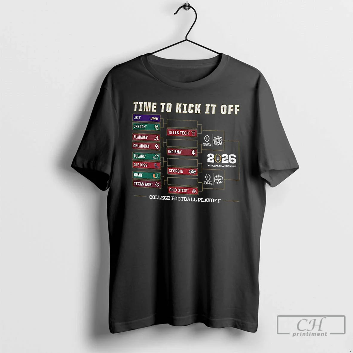 Classic College Football Playoff 2025 26 Time To Kick - Adult & Kids T-Shirts, Sweatshirts & Hoodies apparel design preview 1