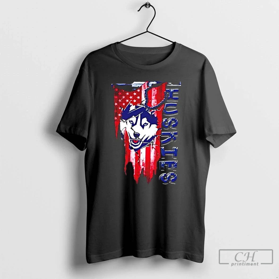 Classic Connecticut Huskies Football Battle Shattered - Adult & Kids T-Shirts, Sweatshirts & Hoodies apparel design preview 1