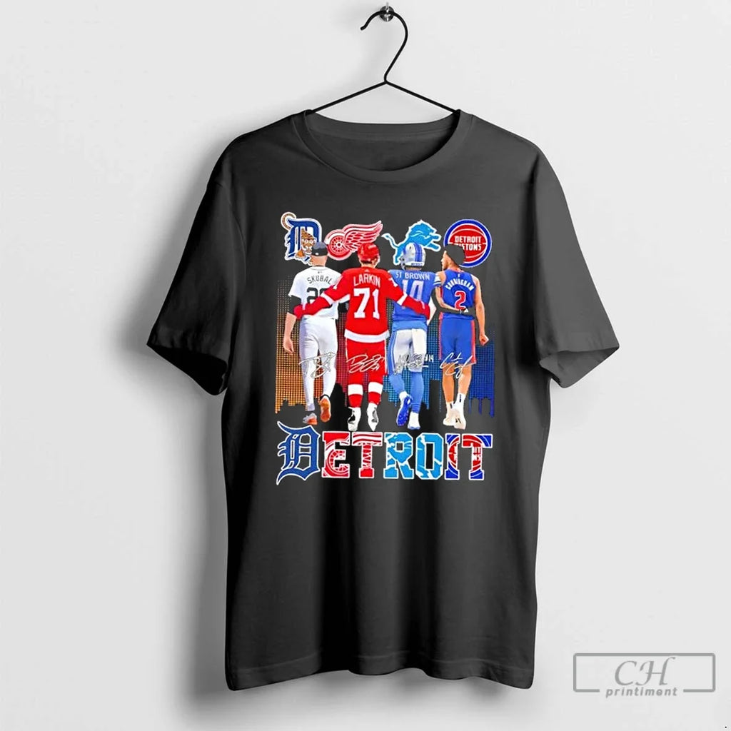 Classic Detroit City Sports Legends Skyline - Adult & Kids T-Shirts, Sweatshirts & Hoodies apparel design preview 1