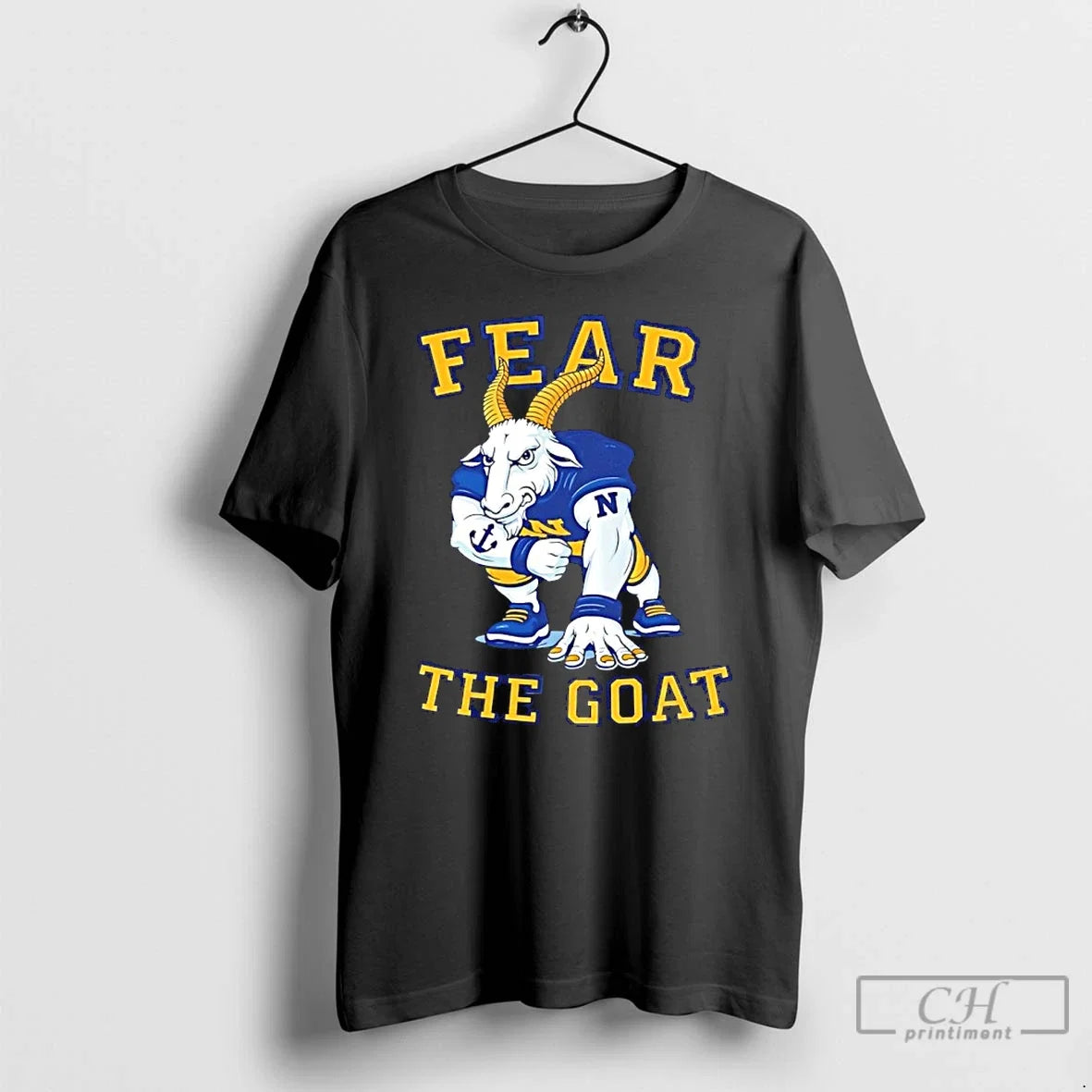 Classic Fear The Goat Navy Midshipmen Football Mascot - Adult & Kids T-Shirts, Sweatshirts & Hoodies apparel design preview 1