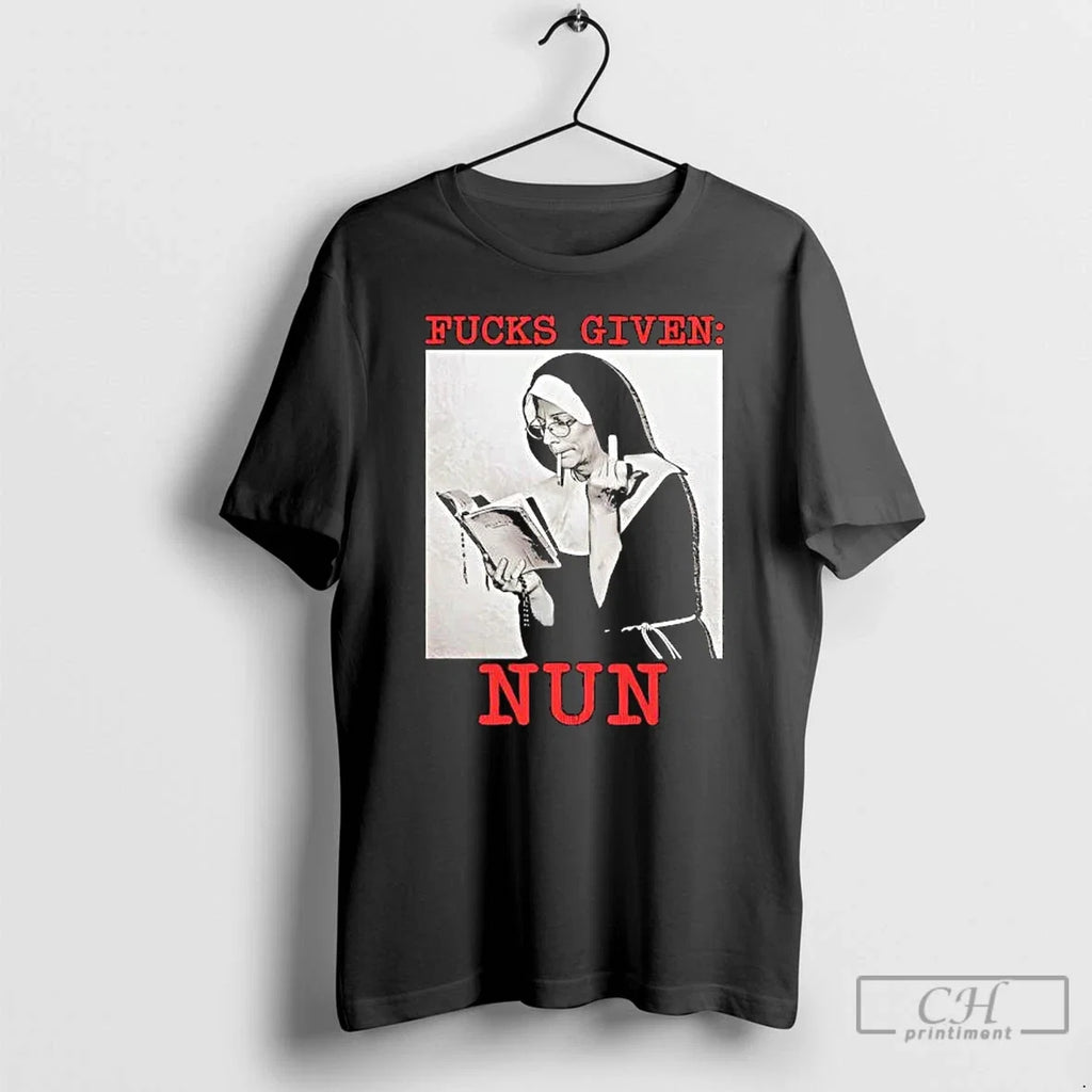 Classic Fucks Given Nun Smoking Giving The Middle - Adult & Kids T-Shirts, Sweatshirts & Hoodies apparel design preview 1