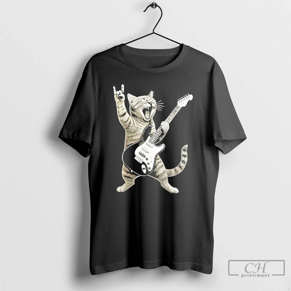 Classic Funny Cat Playing Guitar Rock And Roll - Adult & Kids T-Shirts, Sweatshirts & Hoodies apparel design preview 1
