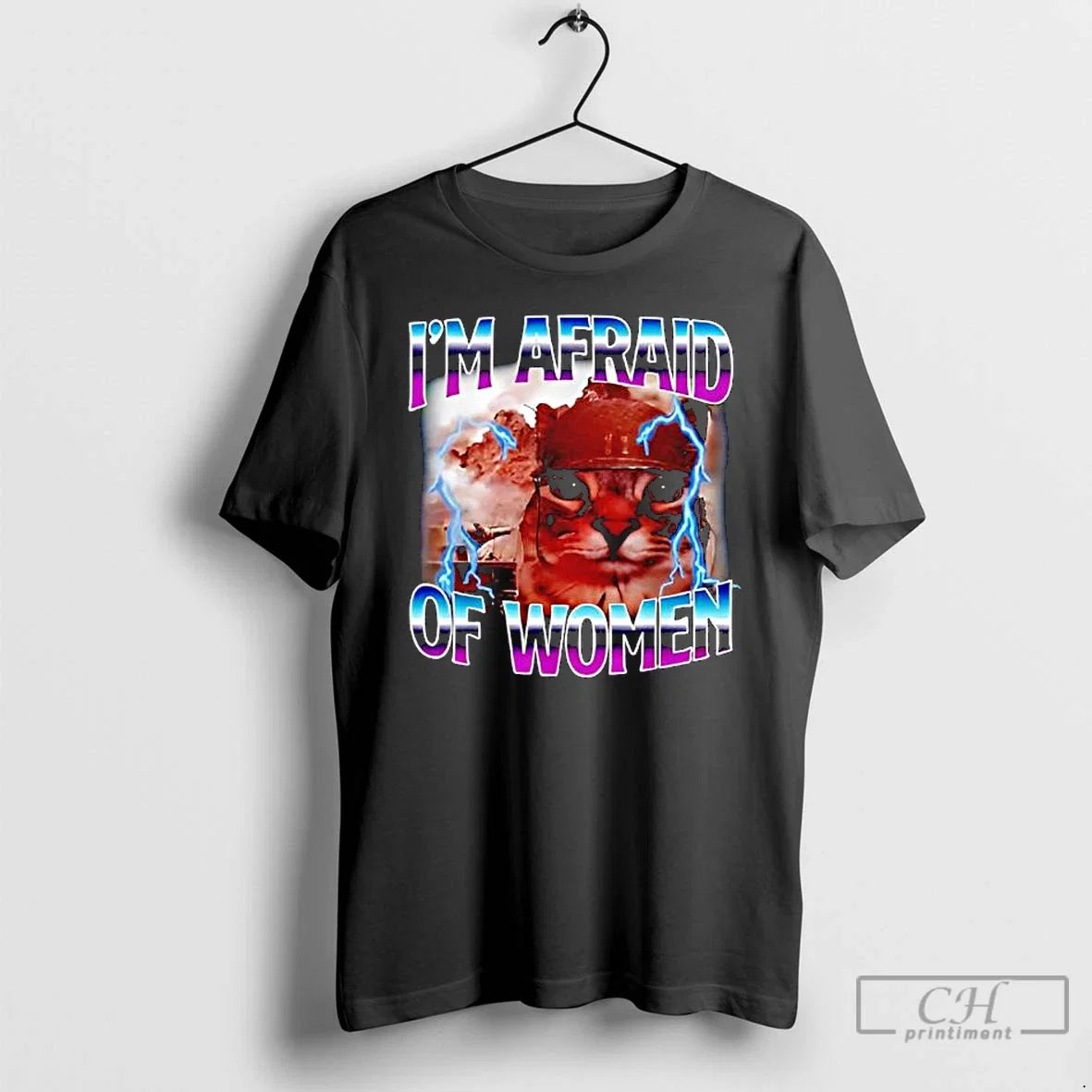 Classic Funny Saying Humor Afraid Of Women Cat Meme - Adult & Kids T-Shirts, Sweatshirts & Hoodies apparel design preview 1