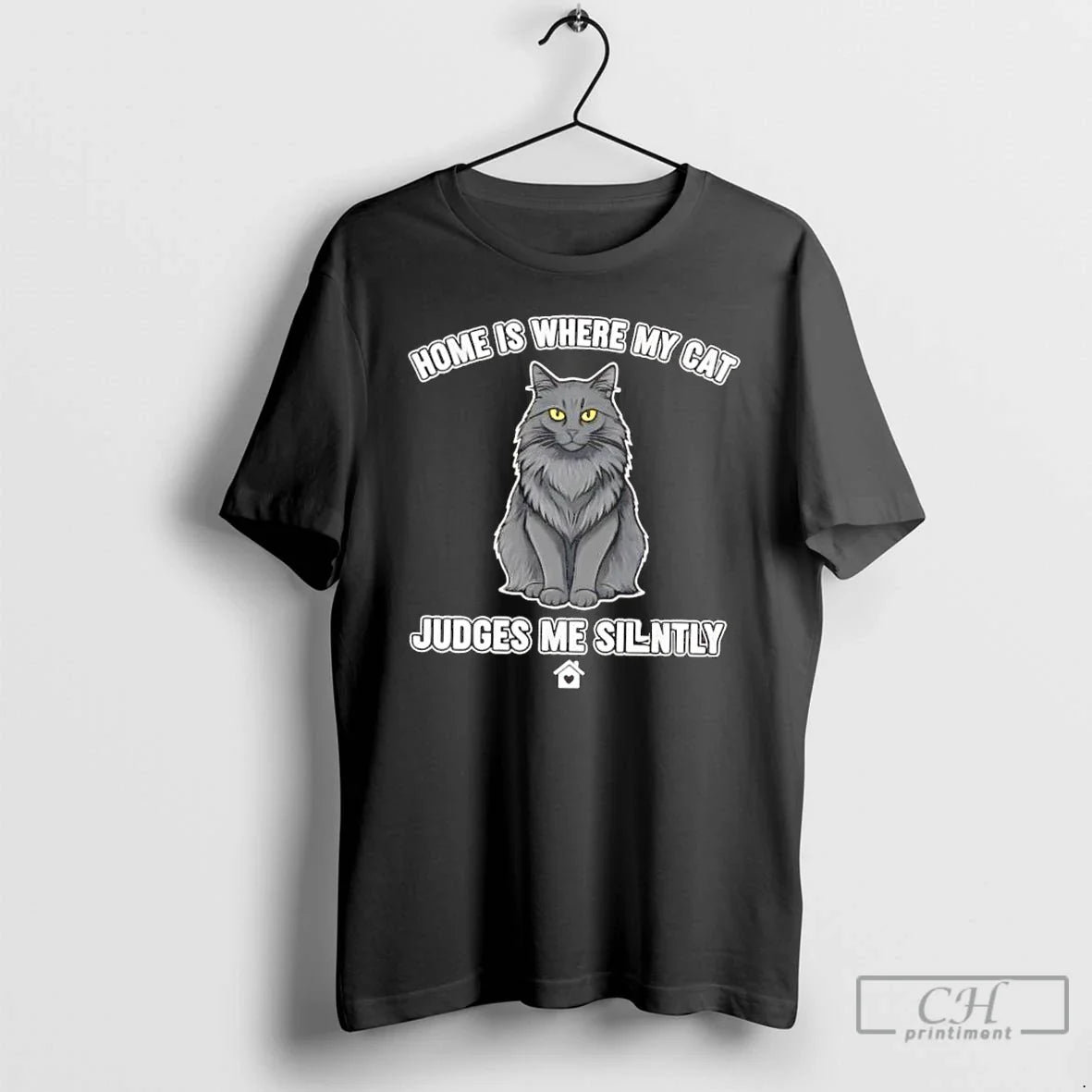 Classic Home Is Where My Cat Judges Me Silently - Adult & Kids T-Shirts, Sweatshirts & Hoodies apparel design preview 1