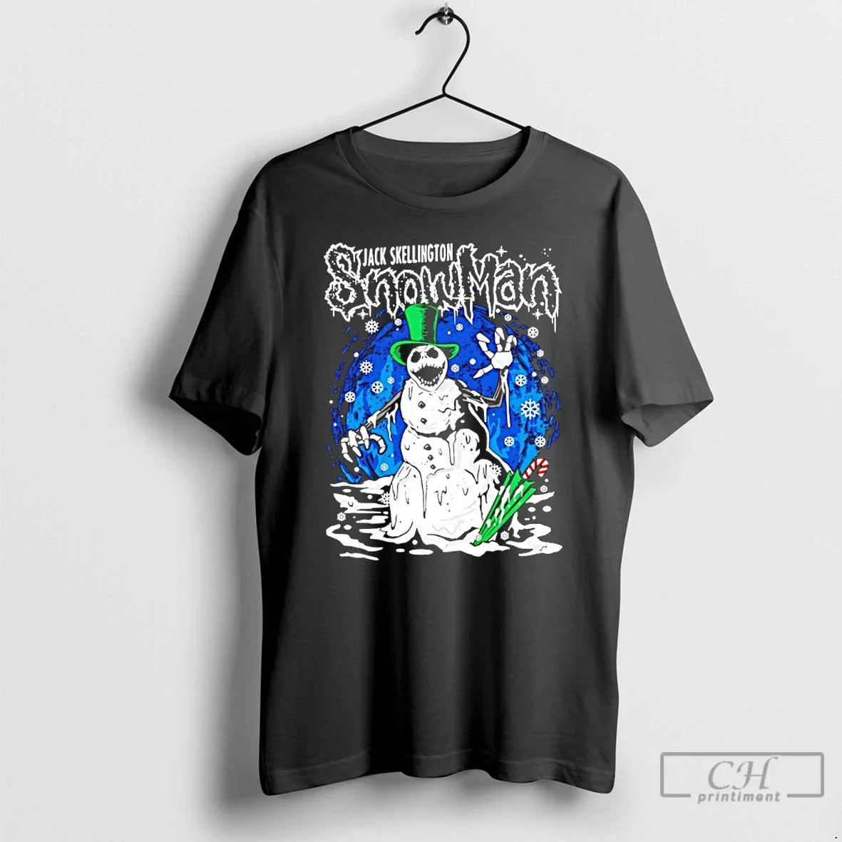 Classic Jack Skellington Snowman Horror Christmas - Adult & Kids T-Shirts, Sweatshirts & Hoodies apparel design preview 1