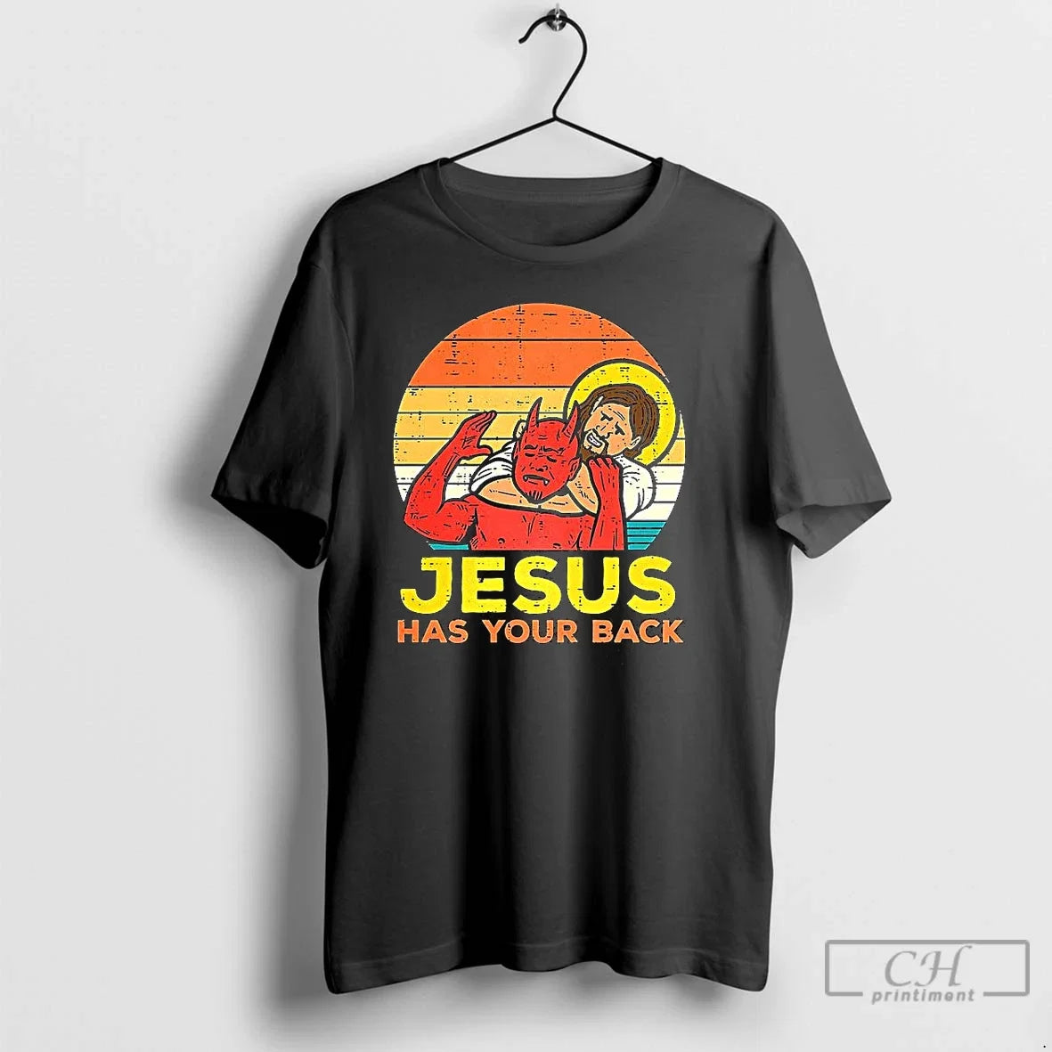 Classic Jesus Has Your Back Jiu Jitsu Christian - Adult & Kids T-Shirts, Sweatshirts & Hoodies apparel design preview 1