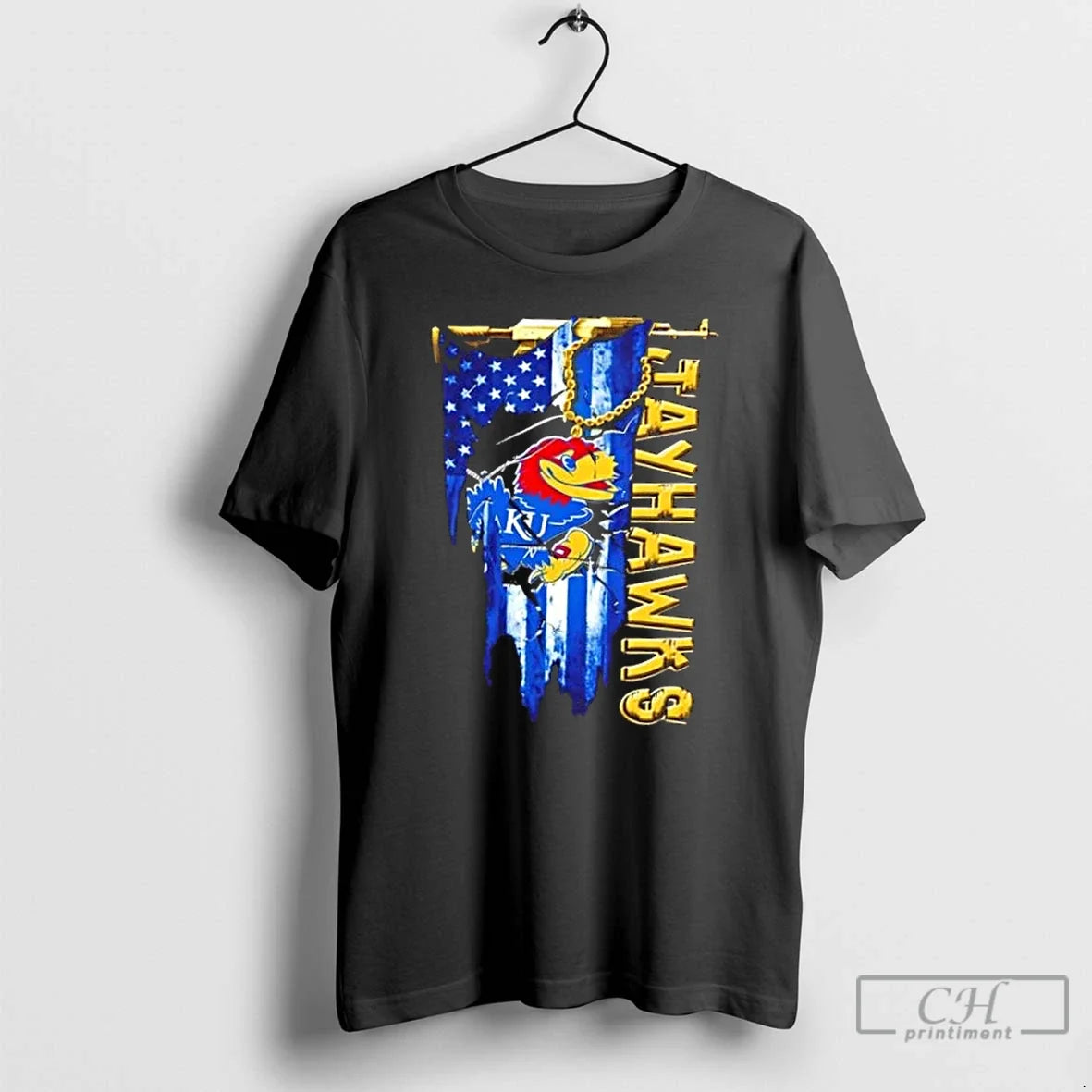 Classic Kansas Jayhawks Football Battle Shattered Usa - Adult & Kids T-Shirts, Sweatshirts & Hoodies apparel design preview 1