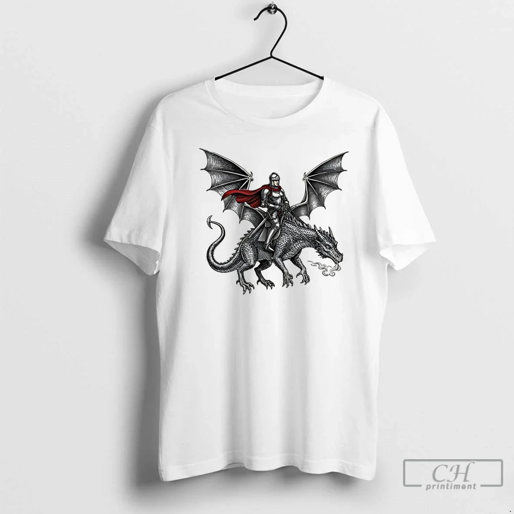 Classic Knight Riding Dragon Art - Adult & Kids T-Shirts, Sweatshirts & Hoodies apparel design preview 1