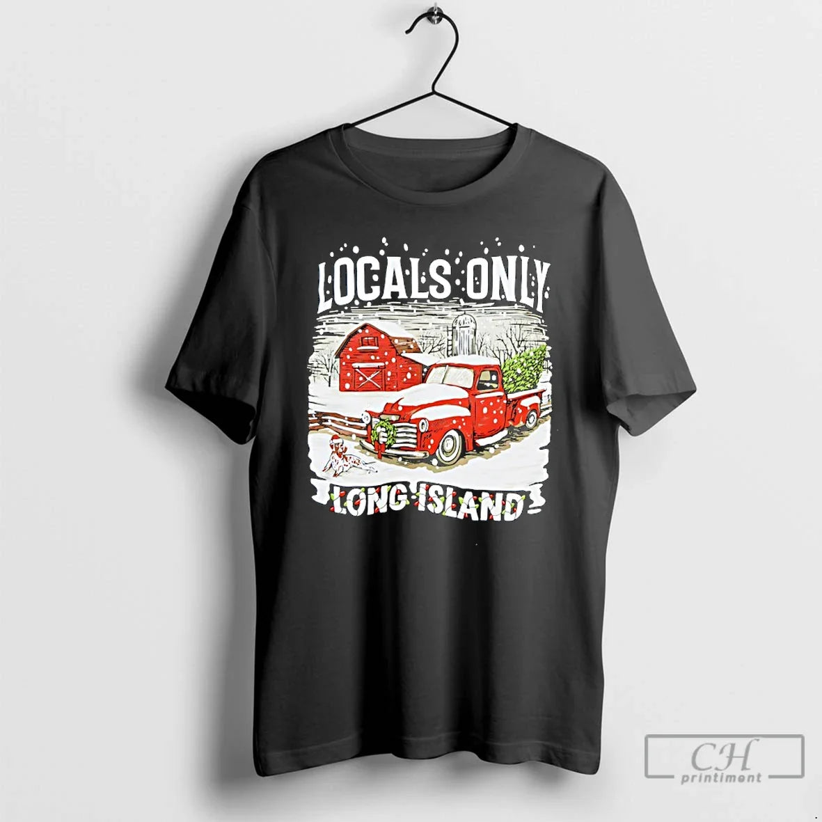 Classic Locals Only Long Island Christmas Red Truck - Adult & Kids T-Shirts, Sweatshirts & Hoodies apparel design preview 1