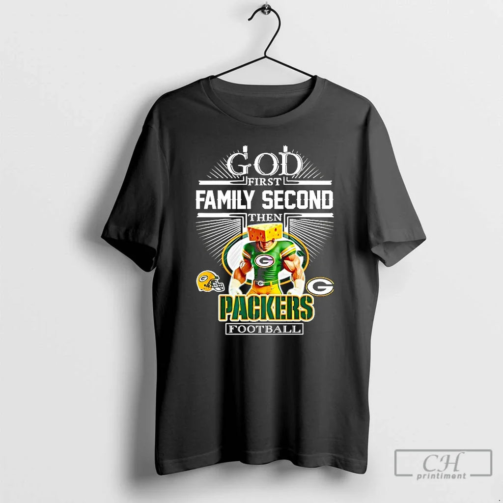 Classic Mascot Of Green Bay Packers God First Family - Adult & Kids T-Shirts, Sweatshirts & Hoodies apparel design preview 1