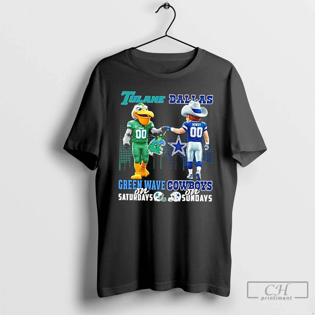 Classic Mascots Tulane Green Wave On Saturdays X - Adult & Kids T-Shirts, Sweatshirts & Hoodies apparel design preview 1
