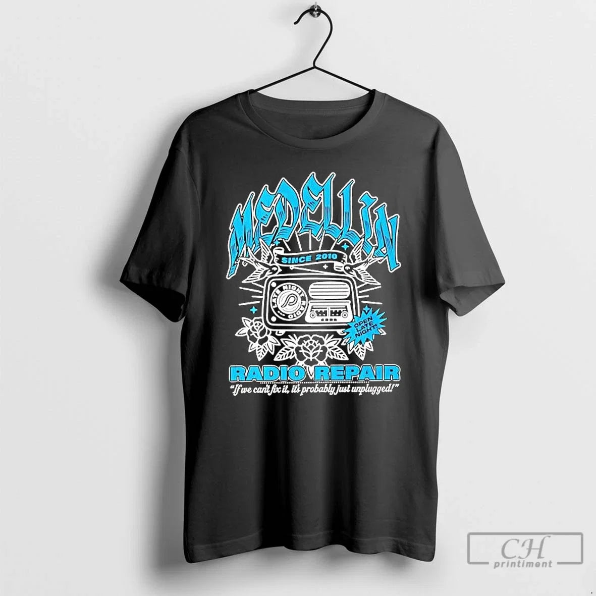 Classic Medellin Radio Repair Late Night Since 2010 - Adult & Kids T-Shirts, Sweatshirts & Hoodies apparel design preview 1