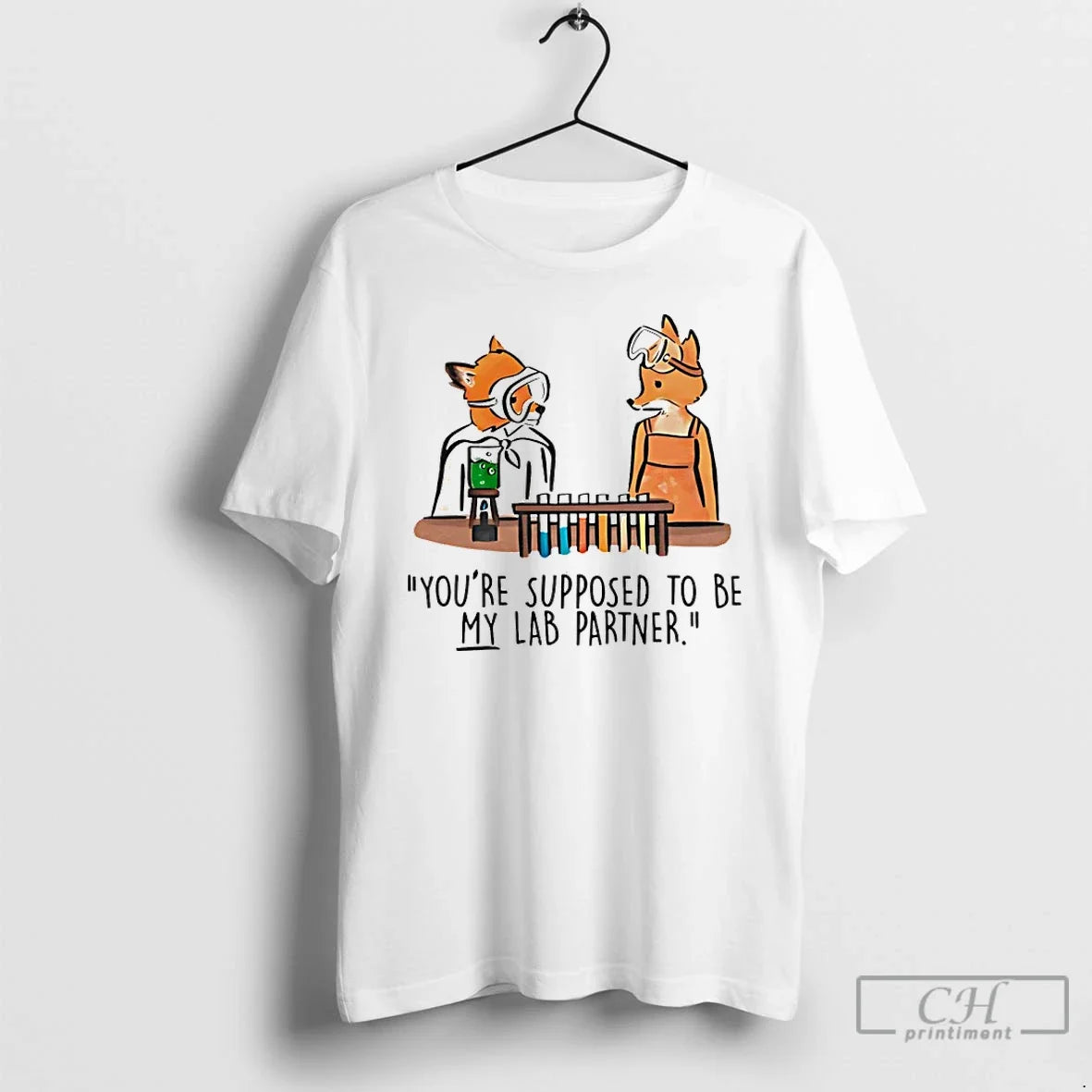 Classic Mr Fox Youre Supposed To Be My Lab Partner - Adult & Kids T-Shirts, Sweatshirts & Hoodies apparel design preview 1