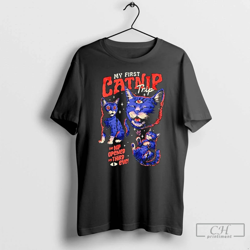 Classic My First Catnip Trip The Nip Opened Third Eye - Adult & Kids T-Shirts, Sweatshirts & Hoodies apparel design preview 1