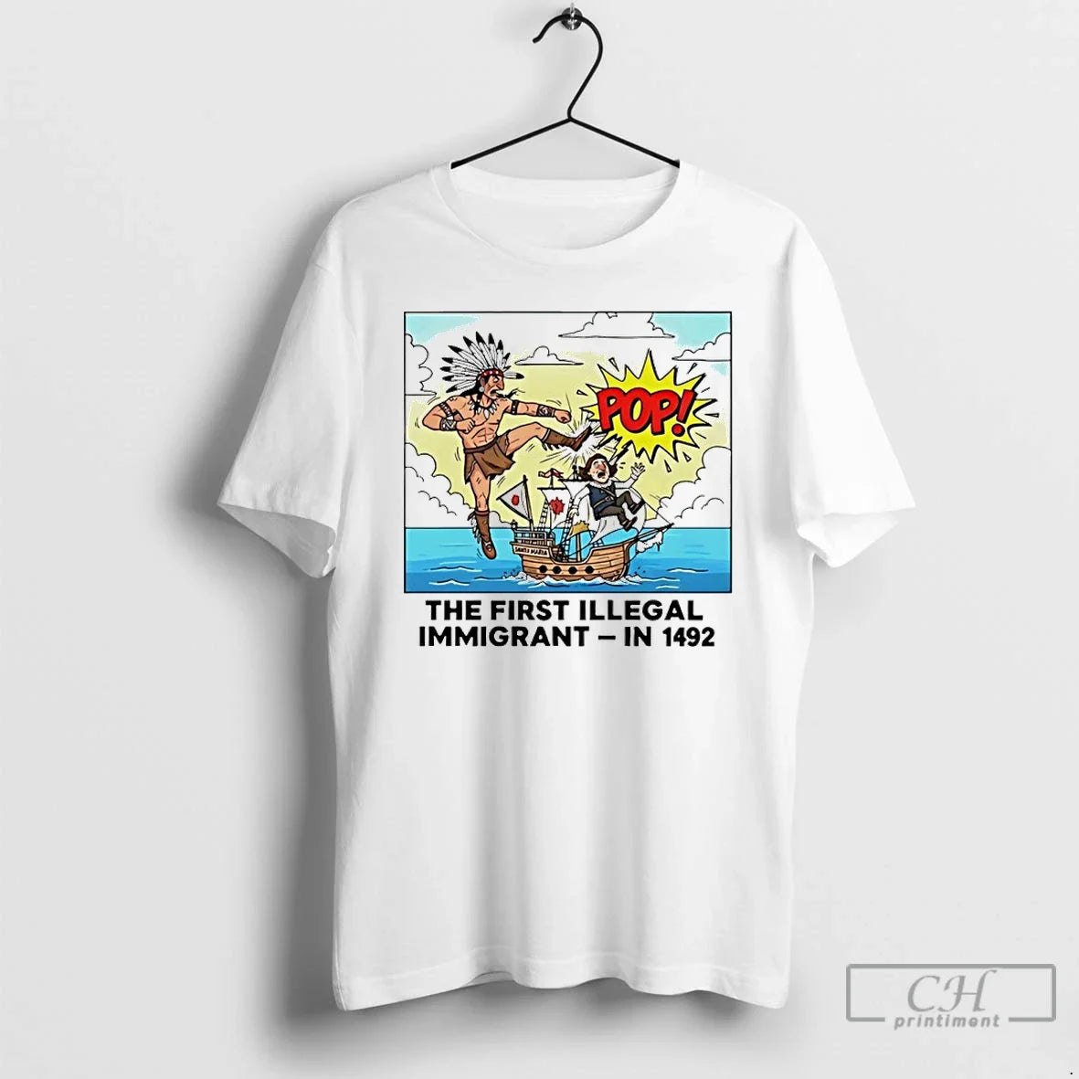 Classic Native American The First Illegal Immigrant - Adult & Kids T-Shirts, Sweatshirts & Hoodies apparel design preview 1
