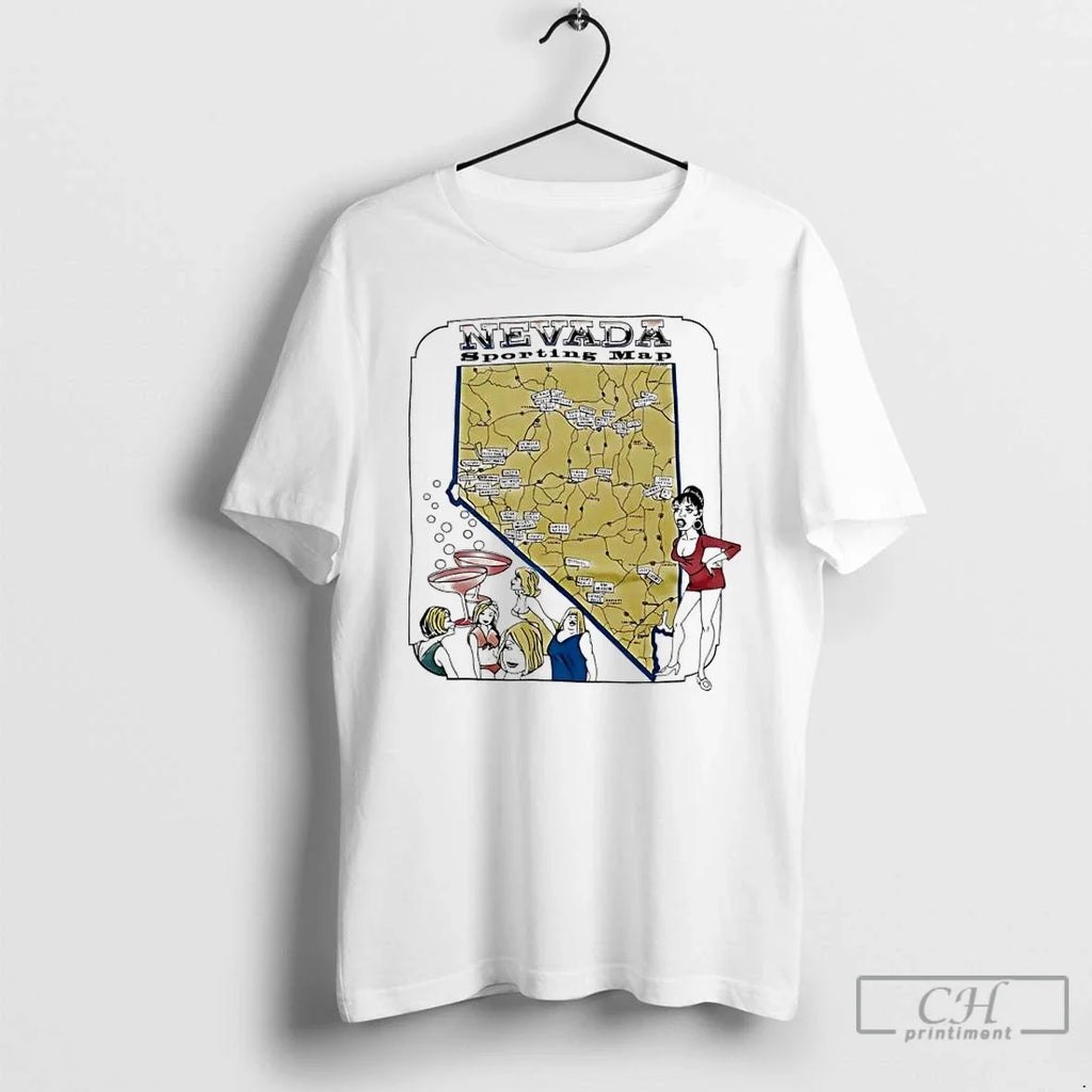Classic Nevada Sporting Map Cartoon Vintage - Adult & Kids T-Shirts, Sweatshirts & Hoodies apparel design preview 1