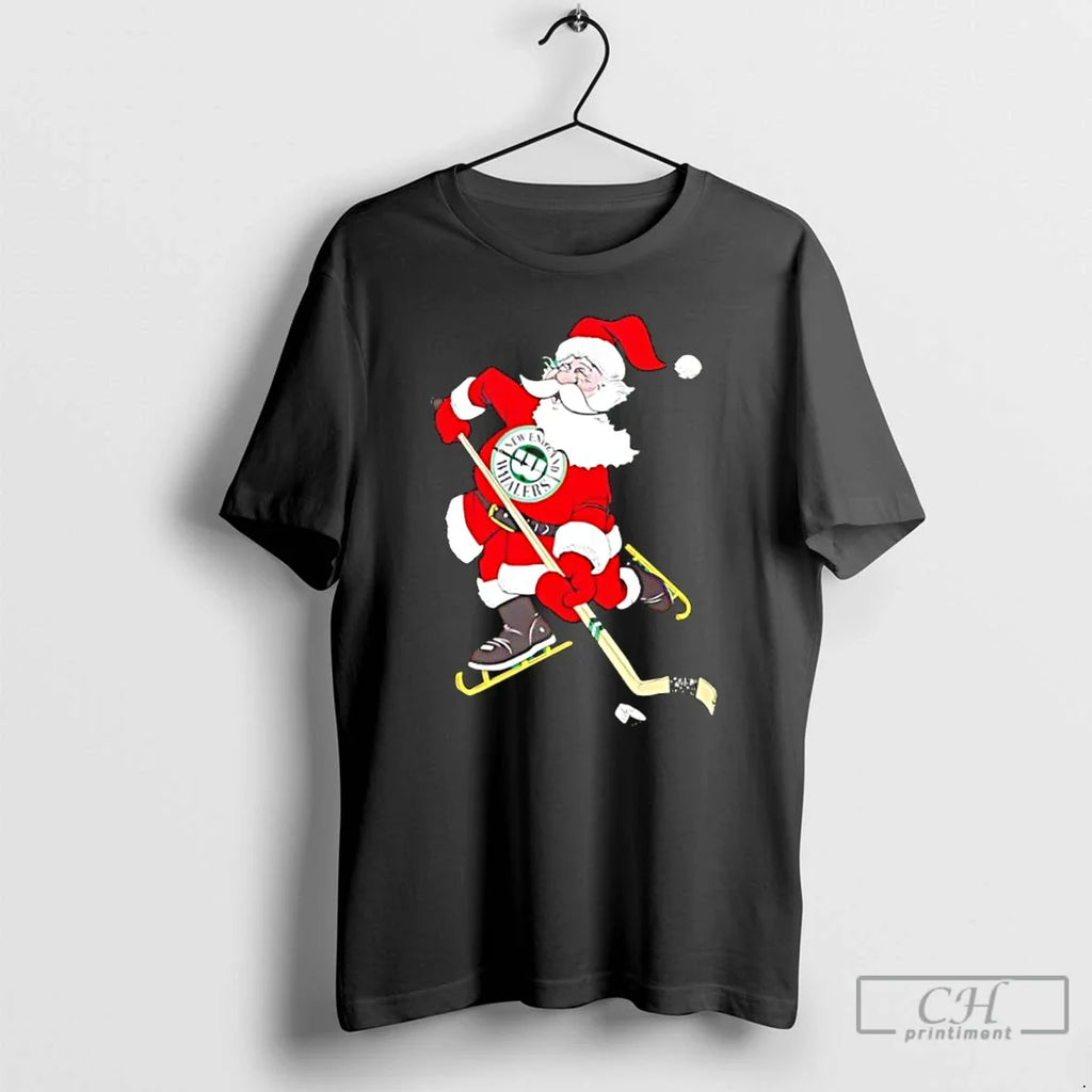 Classic New England Whalers Santa Hockey Player - Adult & Kids T-Shirts, Sweatshirts & Hoodies apparel design preview 1