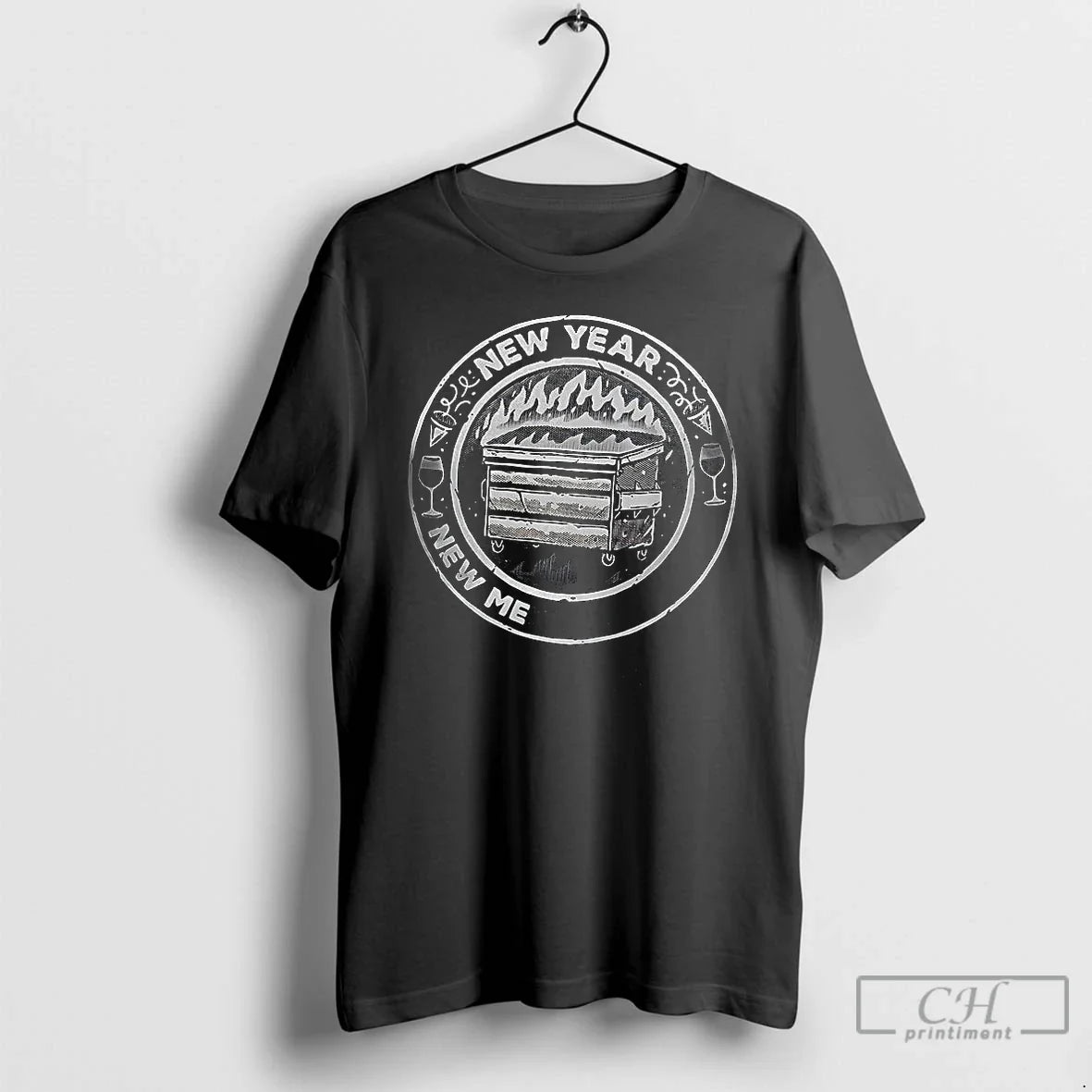 Classic New Year Mental Battles Burning Trash Can - Adult & Kids T-Shirts, Sweatshirts & Hoodies apparel design preview 1