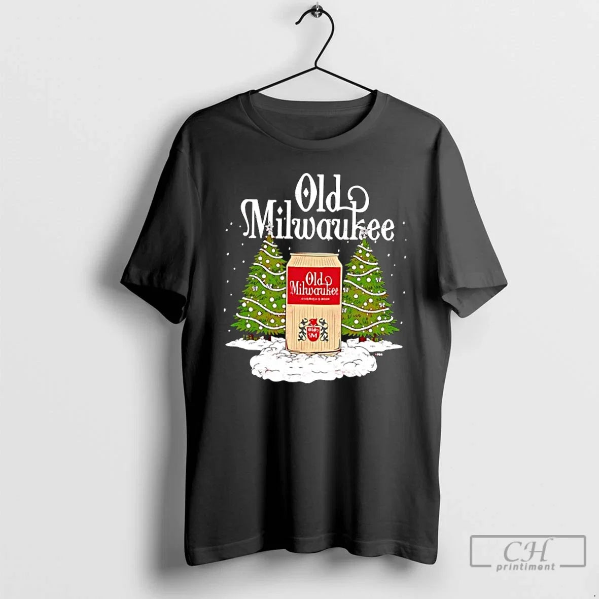 Classic Old Milwaukee Trees Happy Holidays - Adult & Kids T-Shirts, Sweatshirts & Hoodies apparel design preview 1