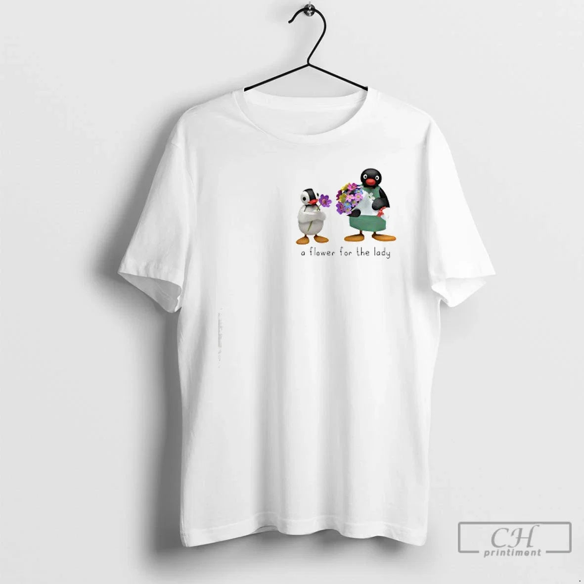 Classic Pingu Pinga A Flower For The Lady - Adult & Kids T-Shirts, Sweatshirts & Hoodies apparel design preview 1