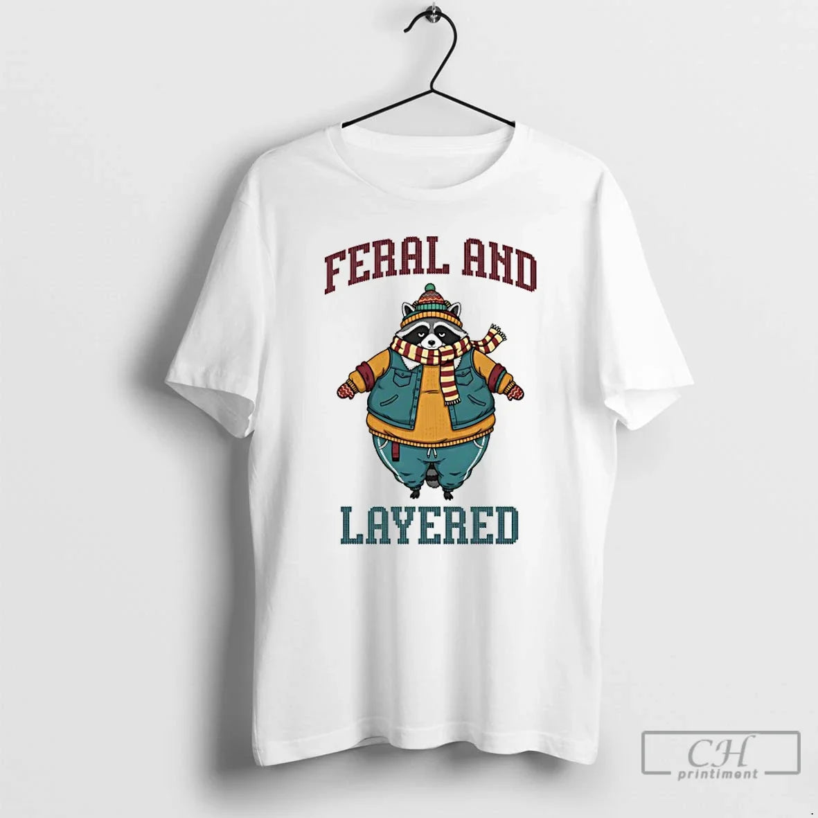 Classic Raccoon Feral And Layered - Adult & Kids T-Shirts, Sweatshirts & Hoodies apparel design preview 1