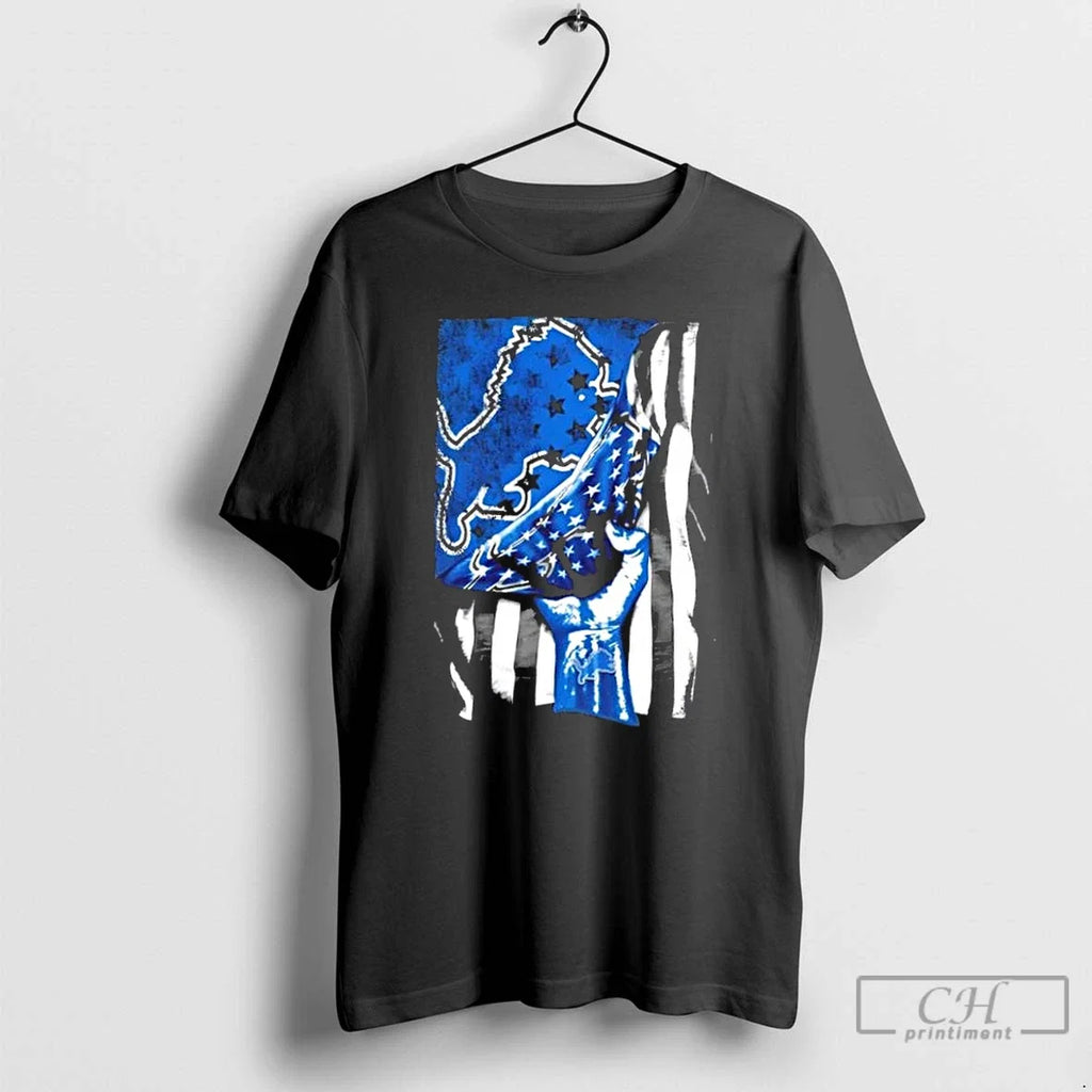 Classic Revealing The Glory Detroit Lions X Usa Flag - Adult & Kids T-Shirts, Sweatshirts & Hoodies apparel design preview 1