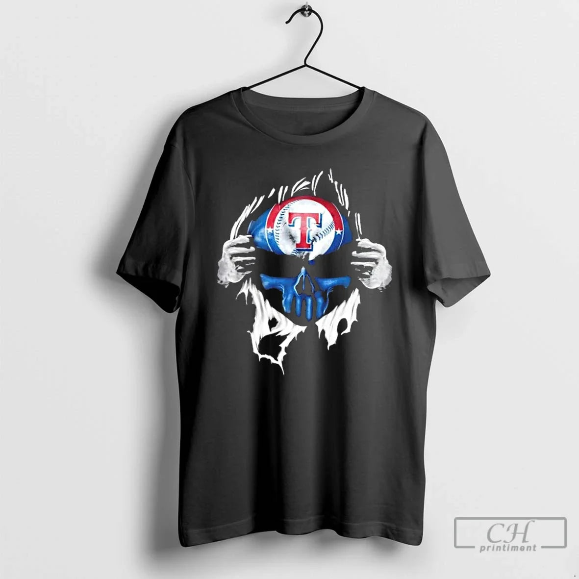 Classic Ripped From The Chest Skull Deep Texas - Adult & Kids T-Shirts, Sweatshirts & Hoodies apparel design preview 1