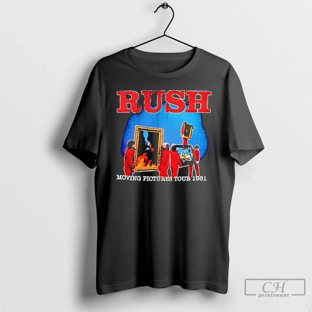 Classic Rush Moving Pictures 1981 Tour - Adult & Kids T-Shirts, Sweatshirts & Hoodies apparel design preview 1