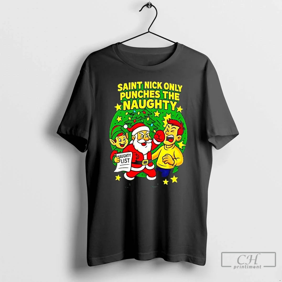 Classic Saint Nick Only Punches The Naughty Christmas - Adult & Kids T-Shirts, Sweatshirts & Hoodies apparel design preview 1