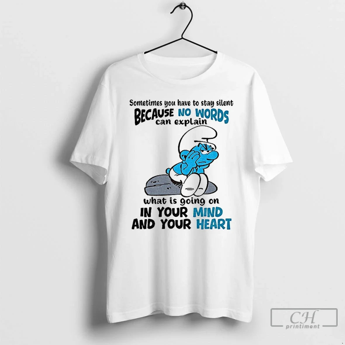 Classic Smurf Sometimes You Have To Stay Silent - Adult & Kids T-Shirts, Sweatshirts & Hoodies apparel design preview 1