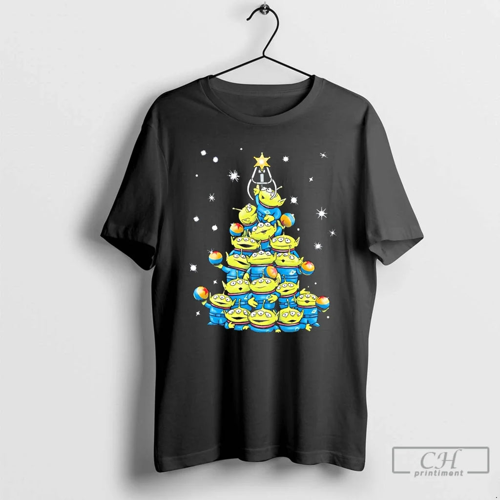 Classic The Claw Mas Little Green Men Christmas Tree - Adult & Kids T-Shirts, Sweatshirts & Hoodies apparel design preview 1