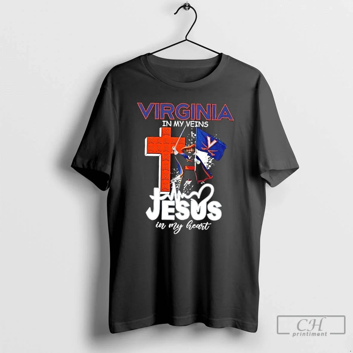 Classic Virginia Cavaliers Mascot Hold Flag In My - Adult & Kids T-Shirts, Sweatshirts & Hoodies apparel design preview 1