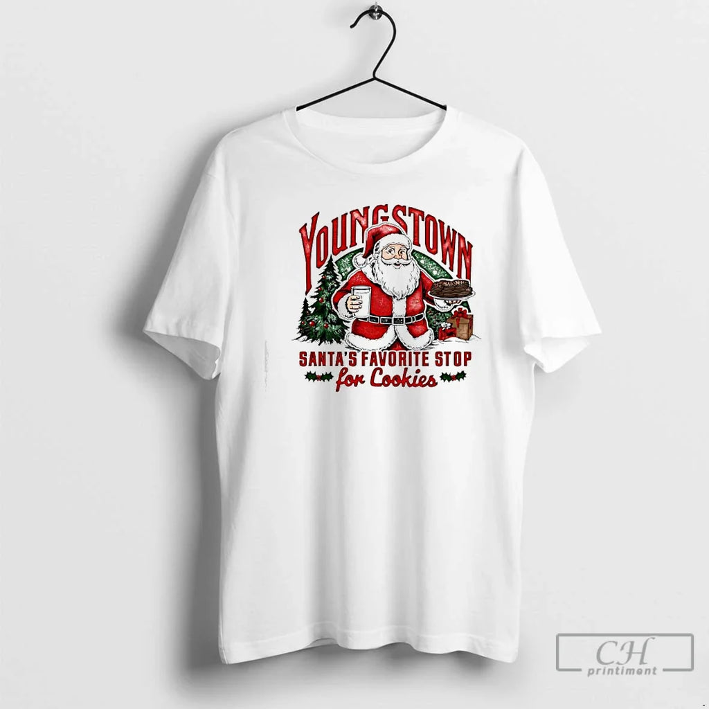 Classic Youngstown Santas Favorite Stop For Cookies - Adult & Kids T-Shirts, Sweatshirts & Hoodies apparel design preview 1