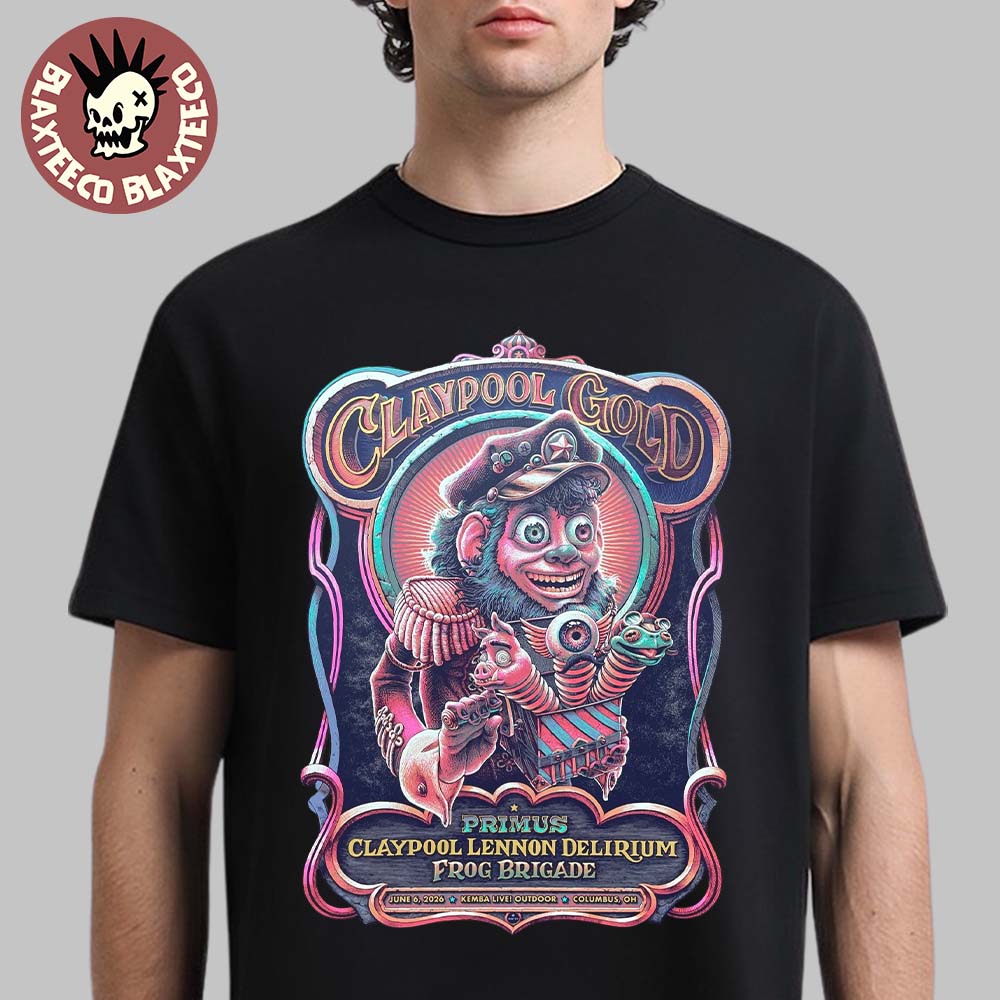 Claypool Gold Primus Lennon Delirium And Frog Brigade - Adult & Kids T-Shirts, Sweatshirts & Hoodies apparel design preview 1
