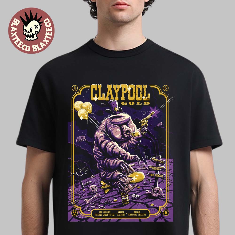 Claypool Gold Primus Lennon Delirium And Frog Brigade - Adult & Kids T-Shirts, Sweatshirts & Hoodies apparel design preview 1