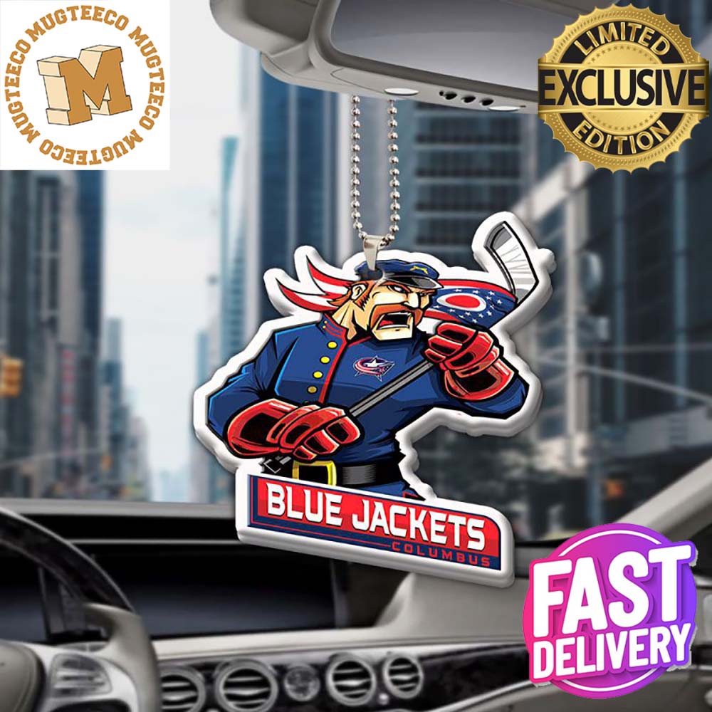 Columbus Blue Jackets NHL Mascot Christmas Car - Adult & Kids T-Shirts, Sweatshirts & Hoodies apparel design preview 1