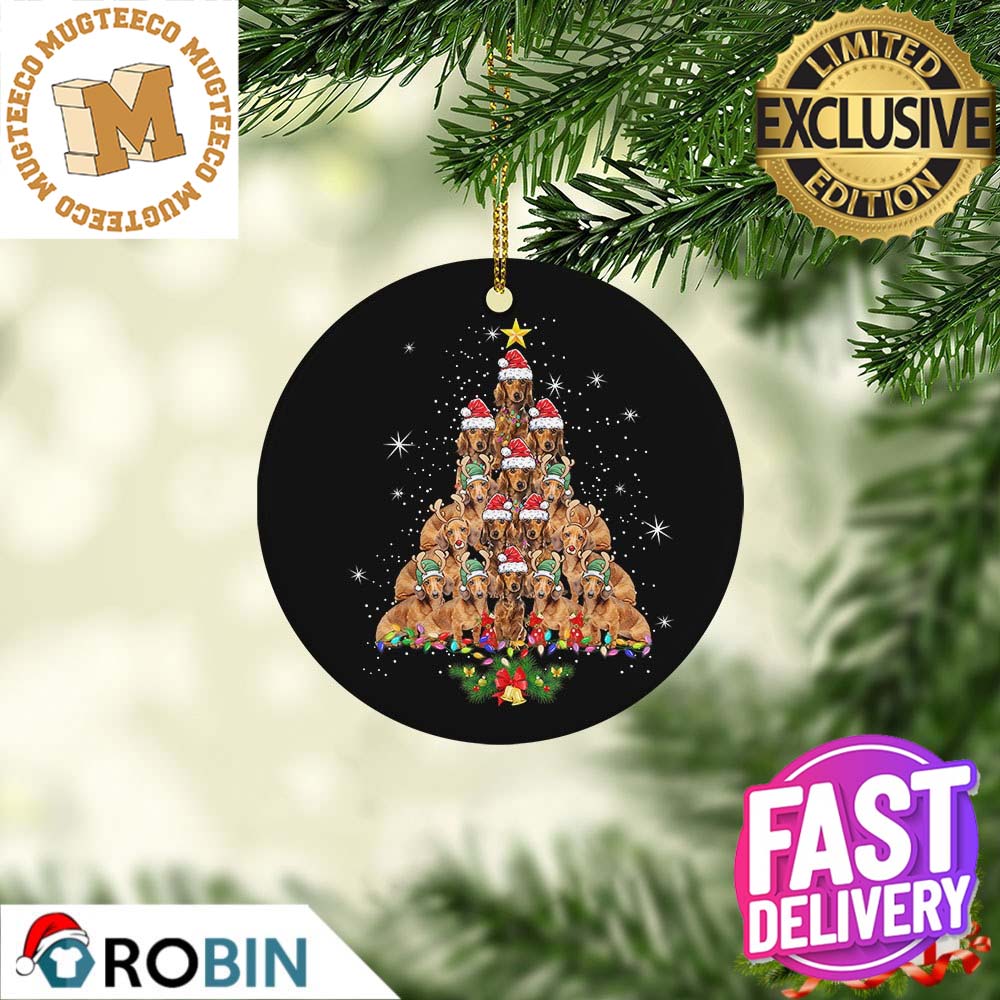 Dachshund Christmas Tree Lights Pajamas Personalized - Adult & Kids T-Shirts, Sweatshirts & Hoodies apparel design preview 1