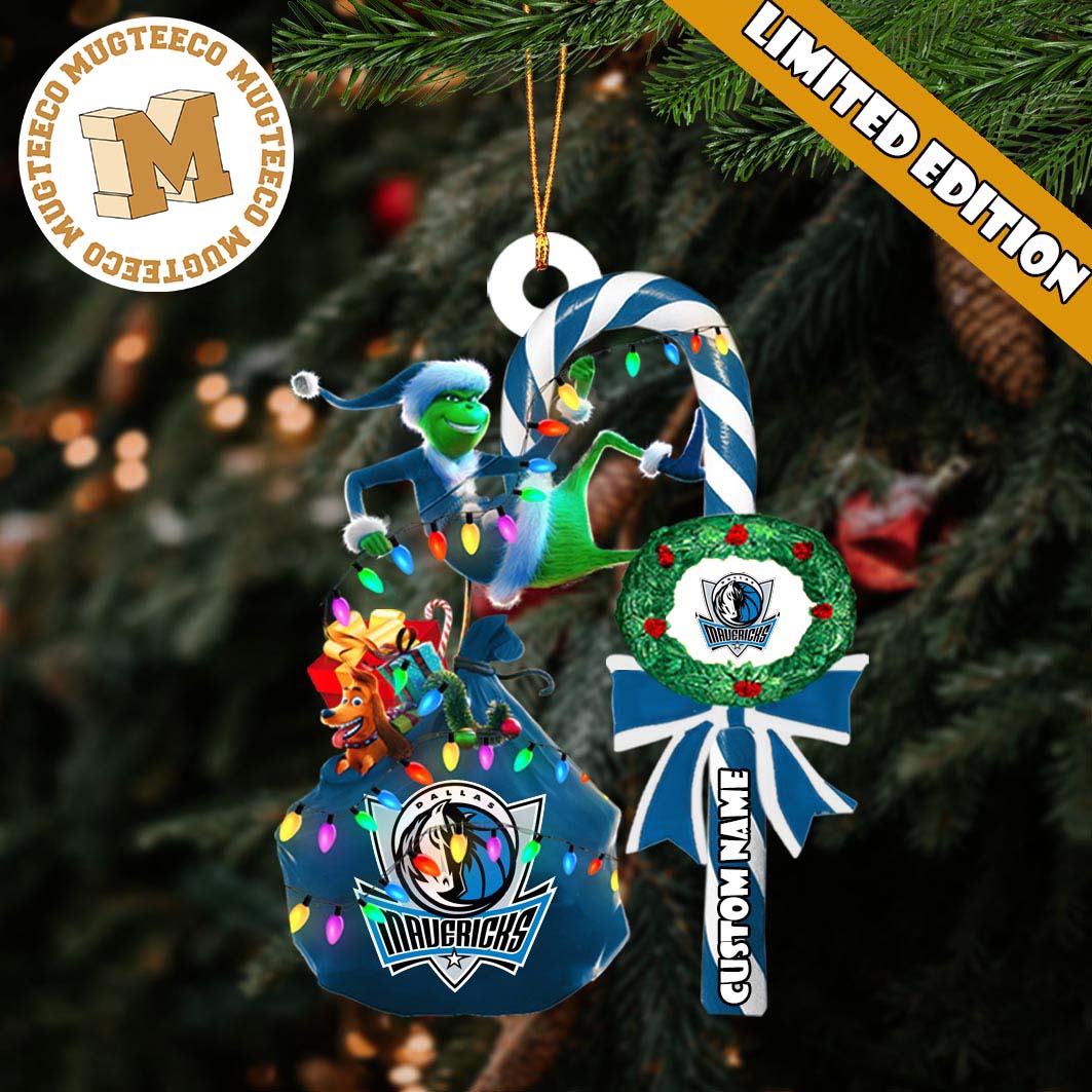 Dallas Mavericks NBA Grinch Candy Cane Personalized - Adult & Kids T-Shirts, Sweatshirts & Hoodies apparel design preview 1