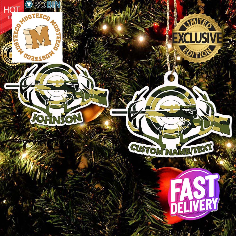 Deer Hunting Personalized Christmas Tree Decorations - Adult & Kids T-Shirts, Sweatshirts & Hoodies apparel design preview 1