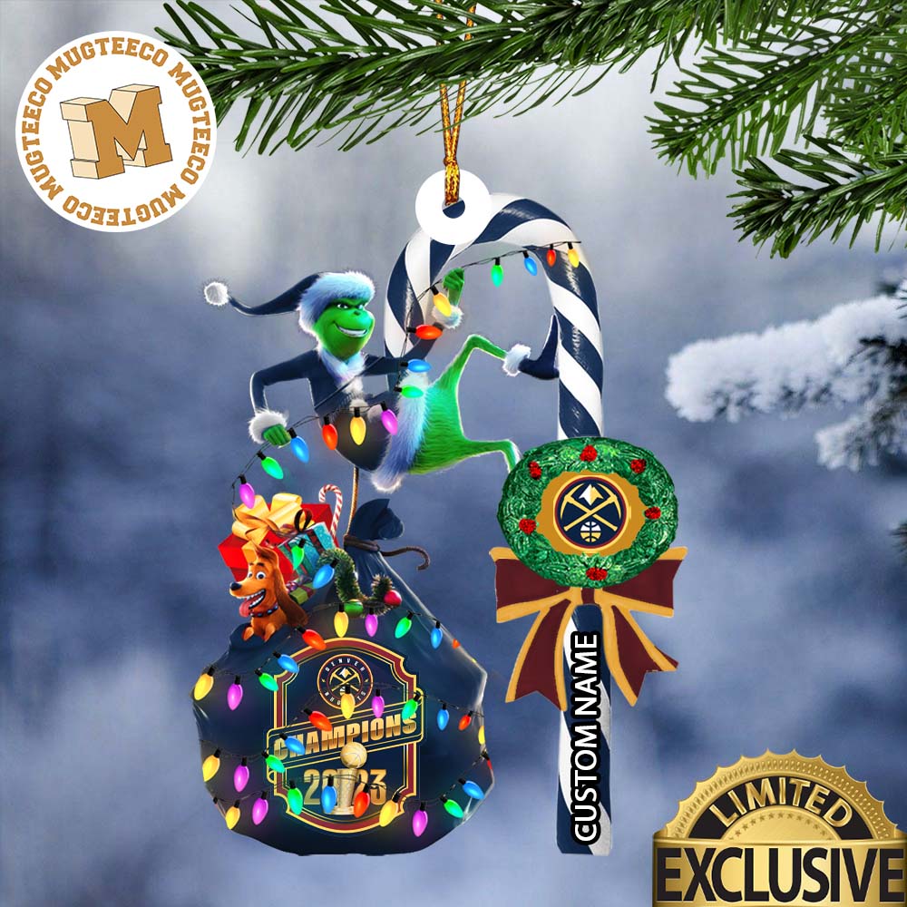 Denver Nuggets NBA Grinch Candy Cane Personalized - Adult & Kids T-Shirts, Sweatshirts & Hoodies apparel design preview 1