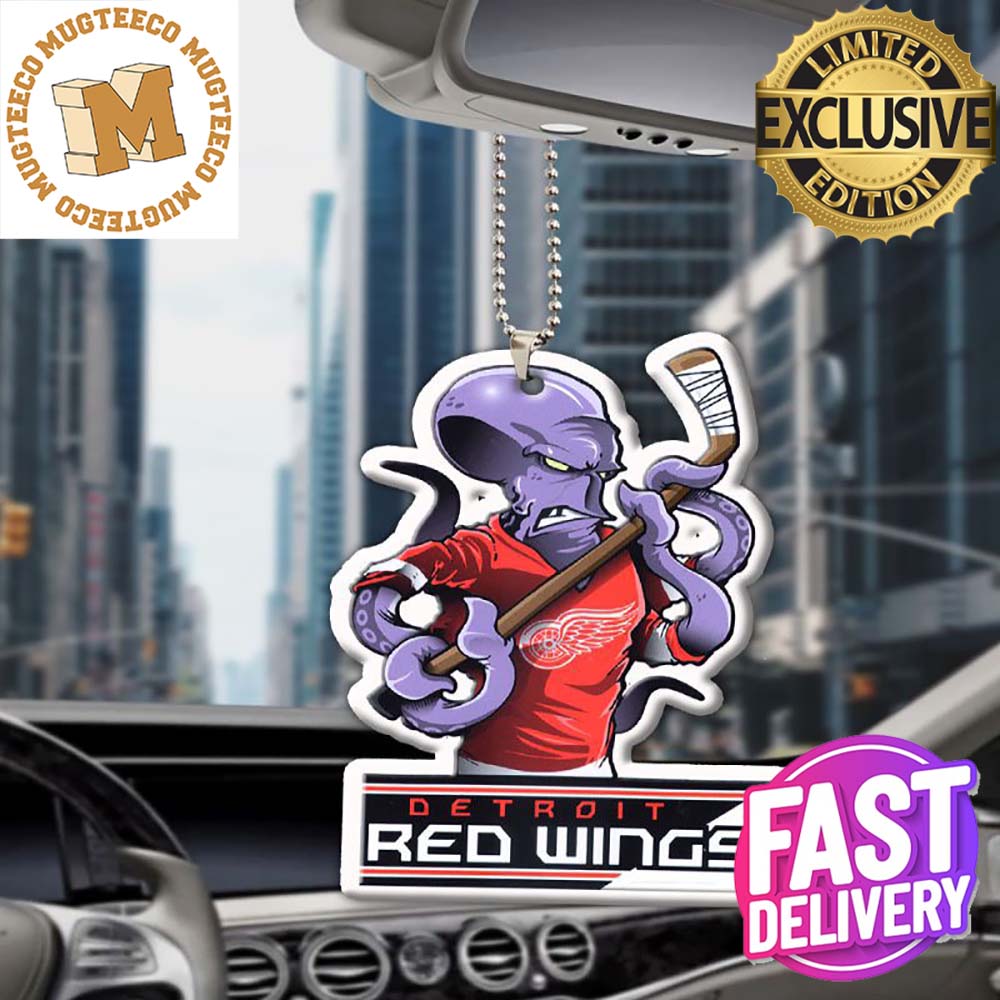 Detroit Red Wings NHL Mascot Christmas Car - Adult & Kids T-Shirts, Sweatshirts & Hoodies apparel design preview 1