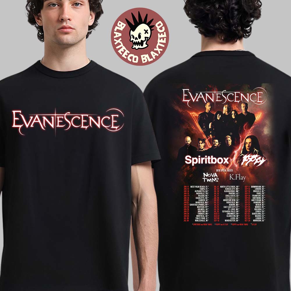 Evanescence World Tour 2026 North American UK And - Adult & Kids T-Shirts, Sweatshirts & Hoodies apparel design preview 1