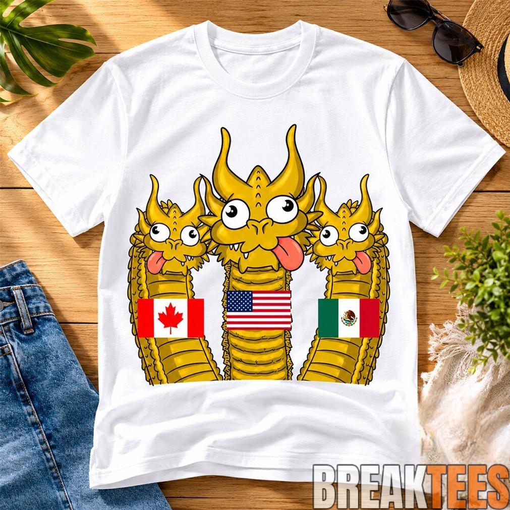 Funny Three Headed Derpy Dragon 2026 World Cup North - Adult & Kids T-Shirts, Sweatshirts & Hoodies apparel design preview 1