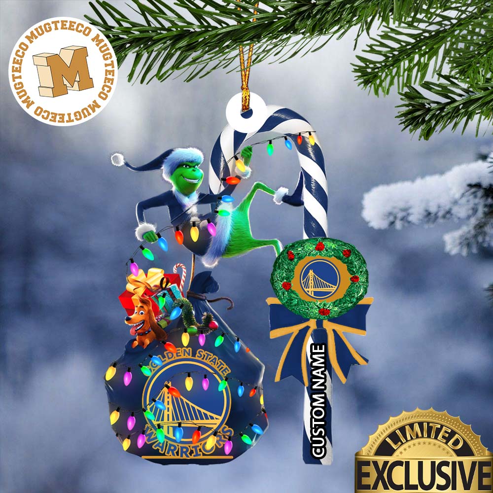 Golden State Warriors NBA Grinch Candy Cane - Adult & Kids T-Shirts, Sweatshirts & Hoodies apparel design preview 1